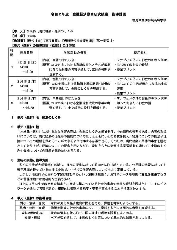 指導計画(指導目標、評価基準、指導計画)